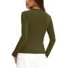 imageDarong Women Long Sleeve Shirts Slim Fit Tops Basic Tee 2025 Cute Lettuce Trim Undershirt Going Out Layer ClothesArmy Green