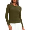 imageDarong Women Long Sleeve Shirts Slim Fit Tops Basic Tee 2025 Cute Lettuce Trim Undershirt Going Out Layer ClothesArmy Green