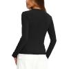 imageDarong Women Long Sleeve Shirts Slim Fit Tops Basic Tee 2025 Cute Lettuce Trim Undershirt Going Out Layer ClothesBlack