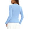 imageDarong Women Long Sleeve Shirts Slim Fit Tops Basic Tee 2025 Cute Lettuce Trim Undershirt Going Out Layer ClothesBlue