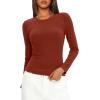 imageDarong Women Long Sleeve Shirts Slim Fit Tops Basic Tee 2025 Cute Lettuce Trim Undershirt Going Out Layer ClothesBrick Red