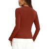imageDarong Women Long Sleeve Shirts Slim Fit Tops Basic Tee 2025 Cute Lettuce Trim Undershirt Going Out Layer ClothesBrick Red