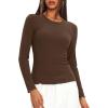 imageDarong Women Long Sleeve Shirts Slim Fit Tops Basic Tee 2025 Cute Lettuce Trim Undershirt Going Out Layer ClothesCoffee