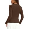 imageDarong Women Long Sleeve Shirts Slim Fit Tops Basic Tee 2025 Cute Lettuce Trim Undershirt Going Out Layer ClothesCoffee