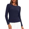 imageDarong Women Long Sleeve Shirts Slim Fit Tops Basic Tee 2025 Cute Lettuce Trim Undershirt Going Out Layer ClothesDark Blue