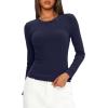 imageDarong Women Long Sleeve Shirts Slim Fit Tops Basic Tee 2025 Cute Lettuce Trim Undershirt Going Out Layer ClothesDark Blue