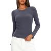 imageDarong Women Long Sleeve Shirts Slim Fit Tops Basic Tee 2025 Cute Lettuce Trim Undershirt Going Out Layer ClothesGrey