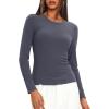 imageDarong Women Long Sleeve Shirts Slim Fit Tops Basic Tee 2025 Cute Lettuce Trim Undershirt Going Out Layer ClothesGrey