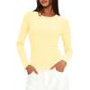 imageDarong Women Long Sleeve Shirts Slim Fit Tops Basic Tee 2025 Cute Lettuce Trim Undershirt Going Out Layer ClothesLight Yellow