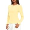 imageDarong Women Long Sleeve Shirts Slim Fit Tops Basic Tee 2025 Cute Lettuce Trim Undershirt Going Out Layer ClothesLight Yellow