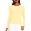 imageDarong Women Long Sleeve Shirts Slim Fit Tops Basic Tee 2025 Cute Lettuce Trim Undershirt Going Out Layer ClothesLight Yellow