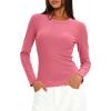 imageDarong Women Long Sleeve Shirts Slim Fit Tops Basic Tee 2025 Cute Lettuce Trim Undershirt Going Out Layer ClothesRaspberry Pink