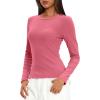 imageDarong Women Long Sleeve Shirts Slim Fit Tops Basic Tee 2025 Cute Lettuce Trim Undershirt Going Out Layer ClothesRaspberry Pink