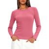 imageDarong Women Long Sleeve Shirts Slim Fit Tops Basic Tee 2025 Cute Lettuce Trim Undershirt Going Out Layer ClothesRaspberry Pink