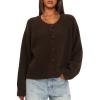 imageDarong Womens Cropped Cardigan Sweaters Long Sleeve Knit Y2k Button Down Fall Outfits Fashion Clothing 2025Coffee