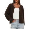 imageDarong Womens Cropped Cardigan Sweaters Long Sleeve Knit Y2k Button Down Fall Outfits Fashion Clothing 2025Coffee