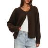 imageDarong Womens Cropped Cardigan Sweaters Long Sleeve Knit Y2k Button Down Fall Outfits Fashion Clothing 2025Coffee