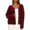 imageDarong Womens Cropped Cardigan Sweaters Long Sleeve Knit Y2k Button Down Fall Outfits Fashion Clothing 2025Red