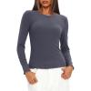 imageDarong Women Long Sleeve Shirts Slim Fit Tops Basic Tee 2025 Cute Lettuce Trim Undershirt Going Out Layer ClothesGrey