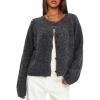 imageDarong Womens Cropped Cardigan Sweaters Long Sleeve Knit Y2k Button Down Fall Outfits Fashion Clothing 2025Black Grey