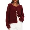 imageDarong Womens Cropped Cardigan Sweaters Long Sleeve Knit Y2k Button Down Fall Outfits Fashion Clothing 2025Red