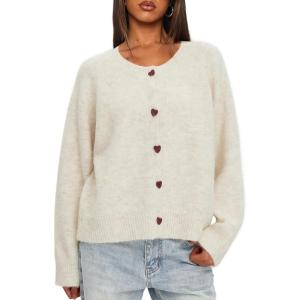 imageDarong Womens Cropped Cardigan Sweaters Long Sleeve Knit Y2k Button Down Fall Outfits Fashion Clothing 2025Light Beige