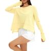 imageDarong Cotton Long Sleeve Workout Shirts for Women Loose Fit Athletic Yoga TShirts Casual Slouchy Crop Running TeesLight Yellow