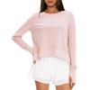 imageDarong Cotton Long Sleeve Workout Shirts for Women Loose Fit Athletic Yoga TShirts Casual Slouchy Crop Running TeesPink