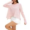 imageDarong Cotton Long Sleeve Workout Shirts for Women Loose Fit Athletic Yoga TShirts Casual Slouchy Crop Running TeesPink