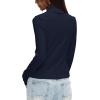 imageDarong Womens Striped Turtleneck Shirt Long Sleeve Undershirts Ribbed Slim Fit Top Fitted Basic TeesDark Blue
