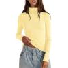 imageDarong Womens Striped Turtleneck Shirt Long Sleeve Undershirts Ribbed Slim Fit Top Fitted Basic TeesLight Yellow