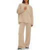imageDarong Two Piece Outfits for Women Fall Lounge Sets Button Down Sweatshirt Wide Leg Pants Sweatsuits Set with PocketsBeige