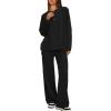 imageDarong Two Piece Outfits for Women Fall Lounge Sets Button Down Sweatshirt Wide Leg Pants Sweatsuits Set with PocketsBlack