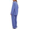 imageDarong Two Piece Outfits for Women Fall Lounge Sets Button Down Sweatshirt Wide Leg Pants Sweatsuits Set with PocketsBlue