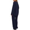 imageDarong Two Piece Outfits for Women Fall Lounge Sets Button Down Sweatshirt Wide Leg Pants Sweatsuits Set with PocketsDark Blue