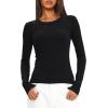 imageDarong Long Sleeve Shirts for Women Fall Fashion Crew Neck Basics Crop Tops Slim Fitted Y2K Tops Ribbed Outfits ClothesBlack