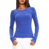 imageDarong Long Sleeve Shirts for Women Fall Fashion Crew Neck Basics Crop Tops Slim Fitted Y2K Tops Ribbed Outfits ClothesBlue