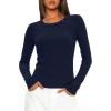 imageDarong Long Sleeve Shirts for Women Fall Fashion Crew Neck Basics Crop Tops Slim Fitted Y2K Tops Ribbed Outfits ClothesDark Blue