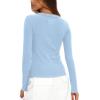 imageDarong Long Sleeve Shirts for Women Fall Fashion Crew Neck Basics Crop Tops Slim Fitted Y2K Tops Ribbed Outfits ClothesLight Blue