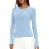 imageDarong Long Sleeve Shirts for Women Fall Fashion Crew Neck Basics Crop Tops Slim Fitted Y2K Tops Ribbed Outfits ClothesLight Blue