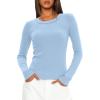 imageDarong Long Sleeve Shirts for Women Fall Fashion Crew Neck Basics Crop Tops Slim Fitted Y2K Tops Ribbed Outfits ClothesLight Blue