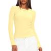 imageDarong Long Sleeve Shirts for Women Fall Fashion Crew Neck Basics Crop Tops Slim Fitted Y2K Tops Ribbed Outfits ClothesLight Yellow