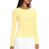 imageDarong Long Sleeve Shirts for Women Fall Fashion Crew Neck Basics Crop Tops Slim Fitted Y2K Tops Ribbed Outfits ClothesLight Yellow