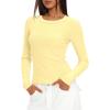 imageDarong Long Sleeve Shirts for Women Fall Fashion Crew Neck Basics Crop Tops Slim Fitted Y2K Tops Ribbed Outfits ClothesLight Yellow