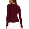 imageDarong Long Sleeve Shirts for Women Fall Fashion Crew Neck Basics Crop Tops Slim Fitted Y2K Tops Ribbed Outfits ClothesRed