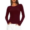 imageDarong Long Sleeve Shirts for Women Fall Fashion Crew Neck Basics Crop Tops Slim Fitted Y2K Tops Ribbed Outfits ClothesRed