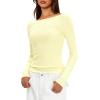 imageDarong Womens Long Sleeve Shirts Sexy Boat Neck Backless Fitted Tee Shirts Going Out Outfit Y2K Crop Blouse Underscrub CasualLight Yellow
