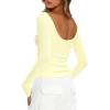imageDarong Womens Long Sleeve Shirts Sexy Boat Neck Backless Fitted Tee Shirts Going Out Outfit Y2K Crop Blouse Underscrub CasualLight Yellow