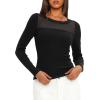 imageDarong Womens Mesh Sheer Long Sleeve Top Crew Neck Slim Fit Shirts Sexy Casual Going Out BlousesBlack