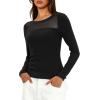 imageDarong Womens Mesh Sheer Long Sleeve Top Crew Neck Slim Fit Shirts Sexy Casual Going Out BlousesBlack